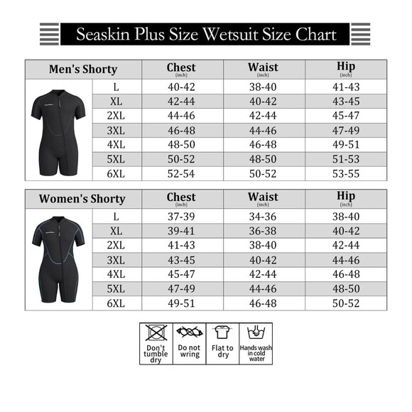 Seaskin Plus Size 3mm Shorty Wetsuit Men 5X-Large 5XL Black Neoprene Wet Suit - Picture 5 of 9